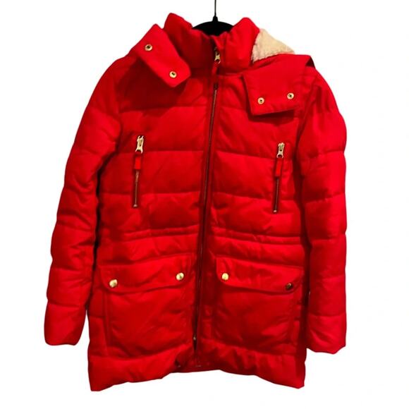 Crewcuts puffer jacket with sherpa hood. Size L